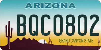 AZ license plate BQC0802