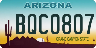 AZ license plate BQC0807