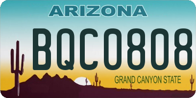 AZ license plate BQC0808