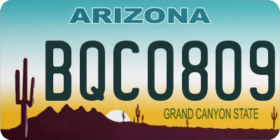 AZ license plate BQC0809