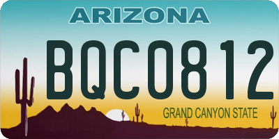AZ license plate BQC0812