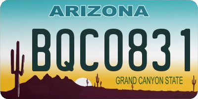 AZ license plate BQC0831