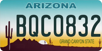 AZ license plate BQC0832