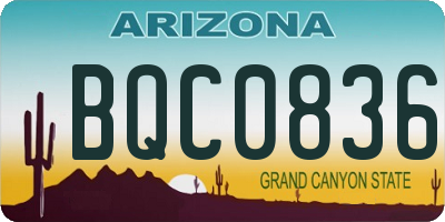 AZ license plate BQC0836