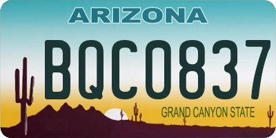 AZ license plate BQC0837