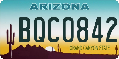 AZ license plate BQC0842