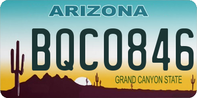 AZ license plate BQC0846