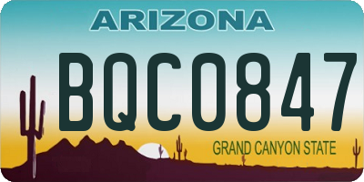 AZ license plate BQC0847