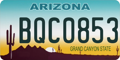 AZ license plate BQC0853
