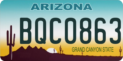 AZ license plate BQC0863
