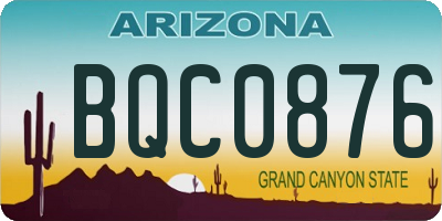 AZ license plate BQC0876