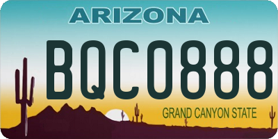 AZ license plate BQC0888