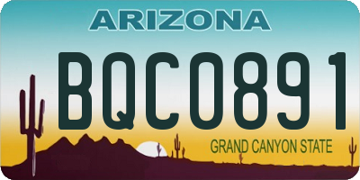 AZ license plate BQC0891