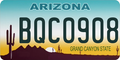 AZ license plate BQC0908