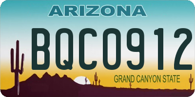 AZ license plate BQC0912
