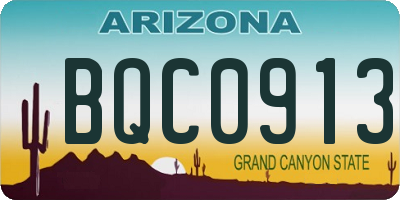 AZ license plate BQC0913