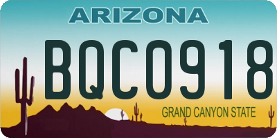 AZ license plate BQC0918