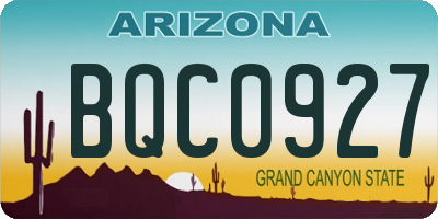 AZ license plate BQC0927