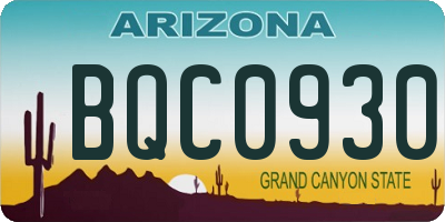 AZ license plate BQC0930