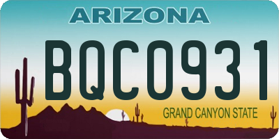 AZ license plate BQC0931