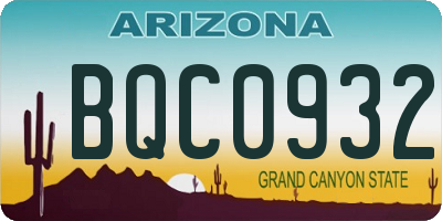 AZ license plate BQC0932