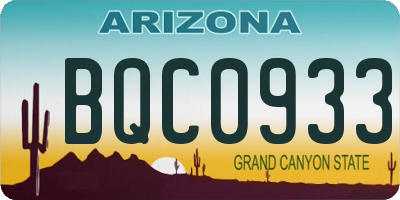 AZ license plate BQC0933