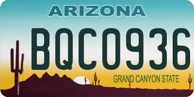 AZ license plate BQC0936