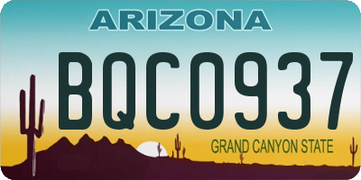 AZ license plate BQC0937