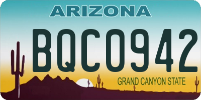 AZ license plate BQC0942