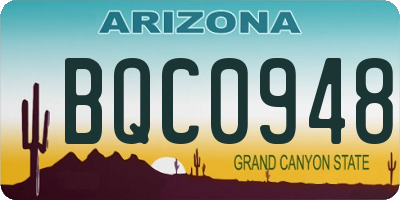 AZ license plate BQC0948