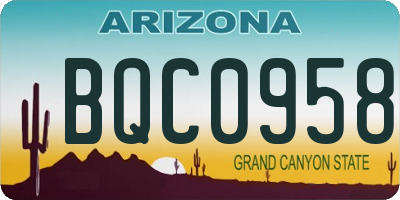 AZ license plate BQC0958