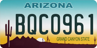 AZ license plate BQC0961