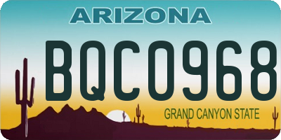 AZ license plate BQC0968