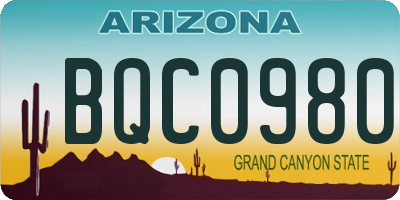 AZ license plate BQC0980