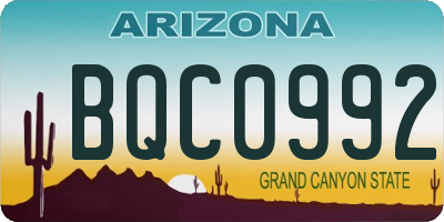 AZ license plate BQC0992
