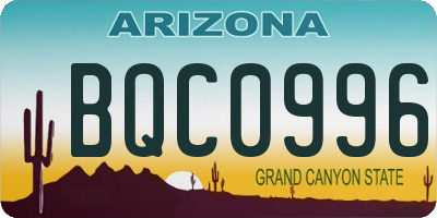 AZ license plate BQC0996
