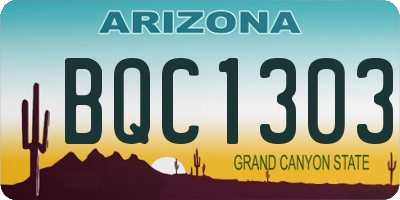 AZ license plate BQC1303