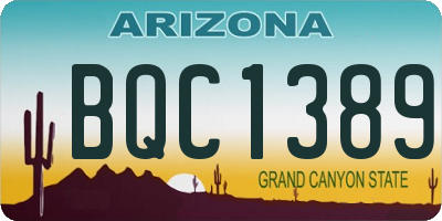 AZ license plate BQC1389