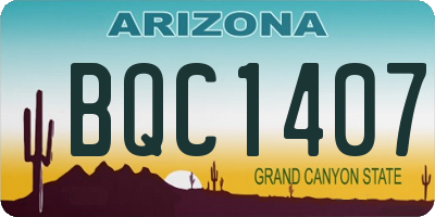 AZ license plate BQC1407
