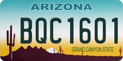 AZ license plate BQC1601