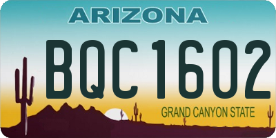 AZ license plate BQC1602