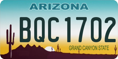 AZ license plate BQC1702