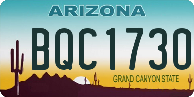AZ license plate BQC1730