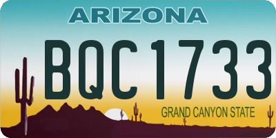AZ license plate BQC1733