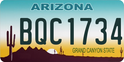 AZ license plate BQC1734