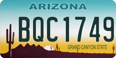 AZ license plate BQC1749