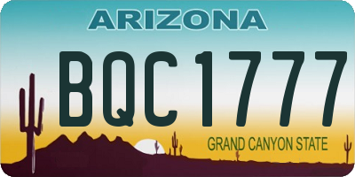 AZ license plate BQC1777