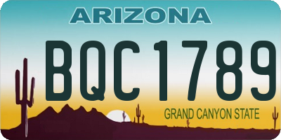 AZ license plate BQC1789