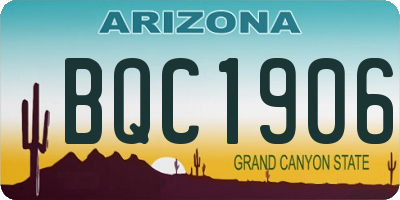 AZ license plate BQC1906