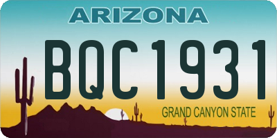 AZ license plate BQC1931